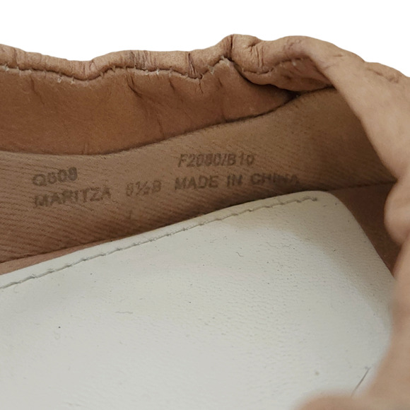 COACH Maritza leather slingback peep toe wedge heels tan bow sandals Size 6.5 B - Picture 8 of 9